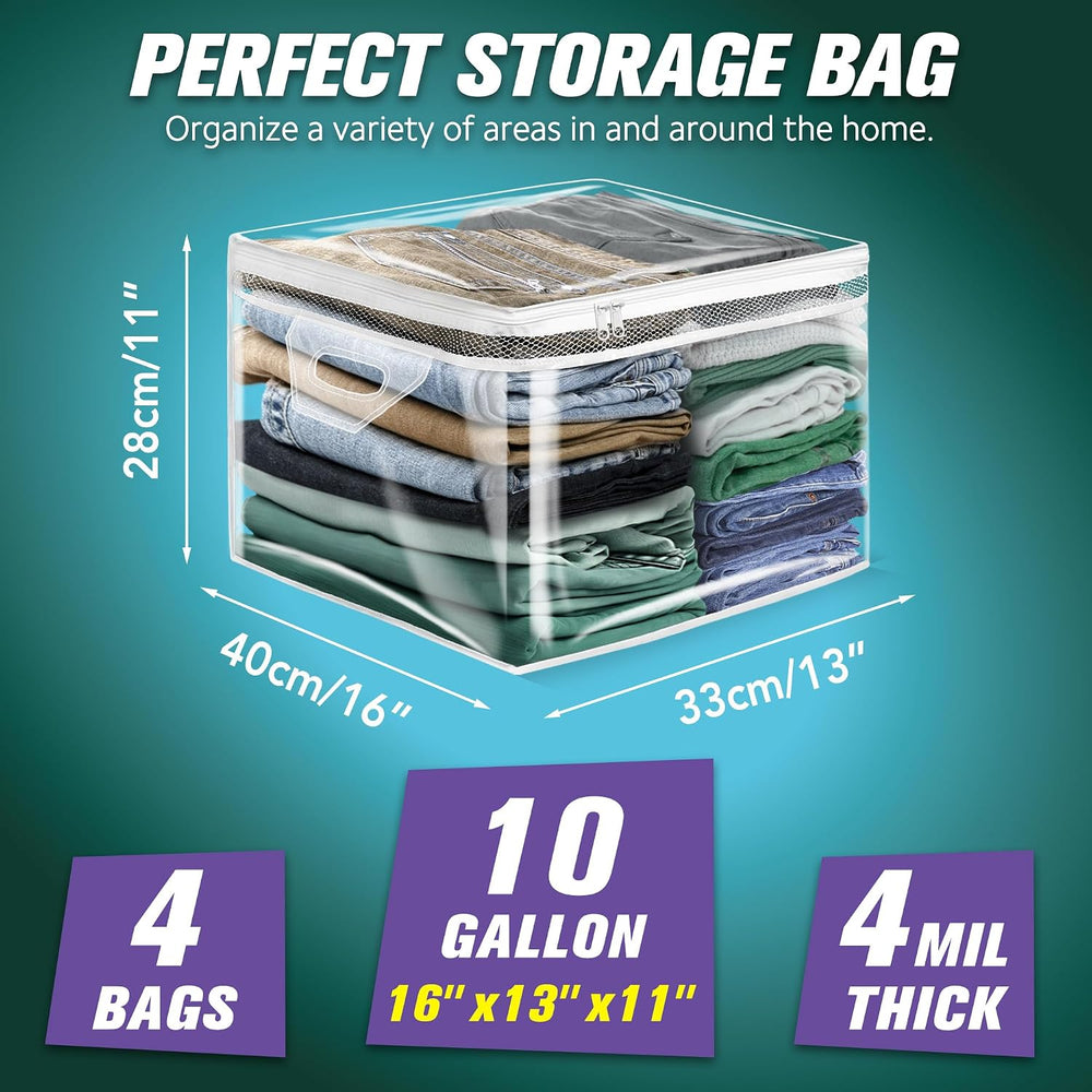 HIBAG 10 Gallon Large Storage Bag for Clothes, Zipper Clothing Storage Bag, C...