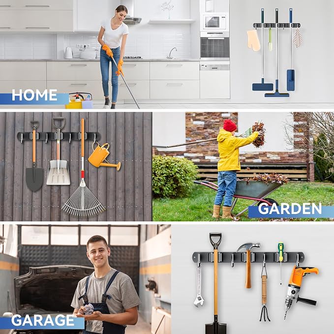 ZONGOOL 2 Pack Mop Broom Holder Wall Mount, Broom Organizer Storage Tool Racks - Image 7