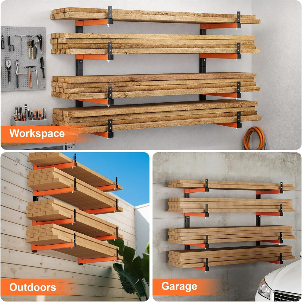 32" Lumber Storage Rack, Upgrade Folding Lumber Rack Wall Mount, Heavy D...