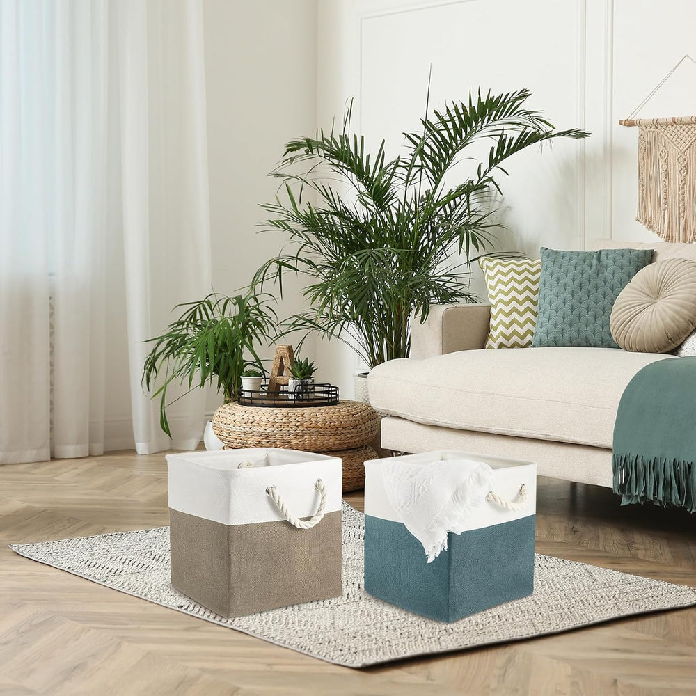 6 Pack 13x13 Inch Cube Storage Bins Fabric Square Cube Basket, Dark Morandi