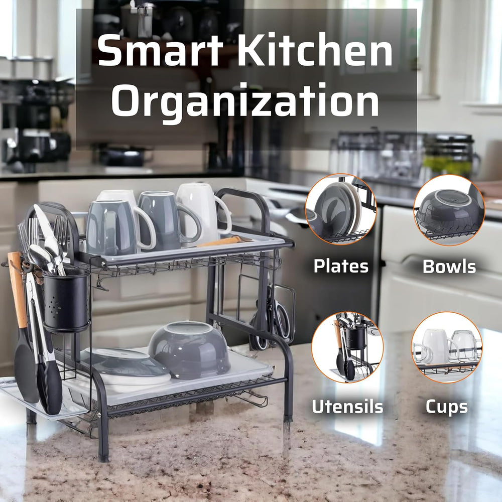Farenheit Stainless Steel 2-Tier Side Sink Dish Drying Rack for Kitchen Count...