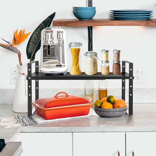 Expandable Cabinet Shelf Organizer Rack, Stackable Kitchen Counter Storage - Image 2