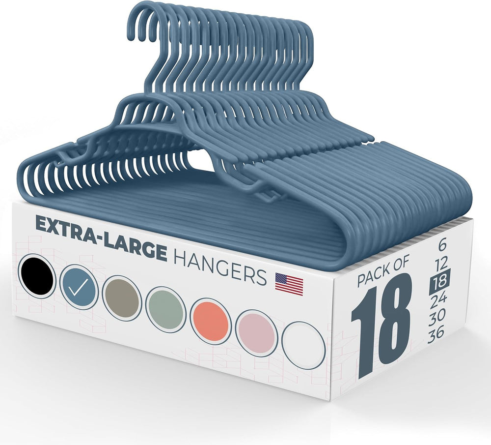Large & Wide Heavy Duty Clothes Hangers 18 Pack – Made in USA – Ideal for...