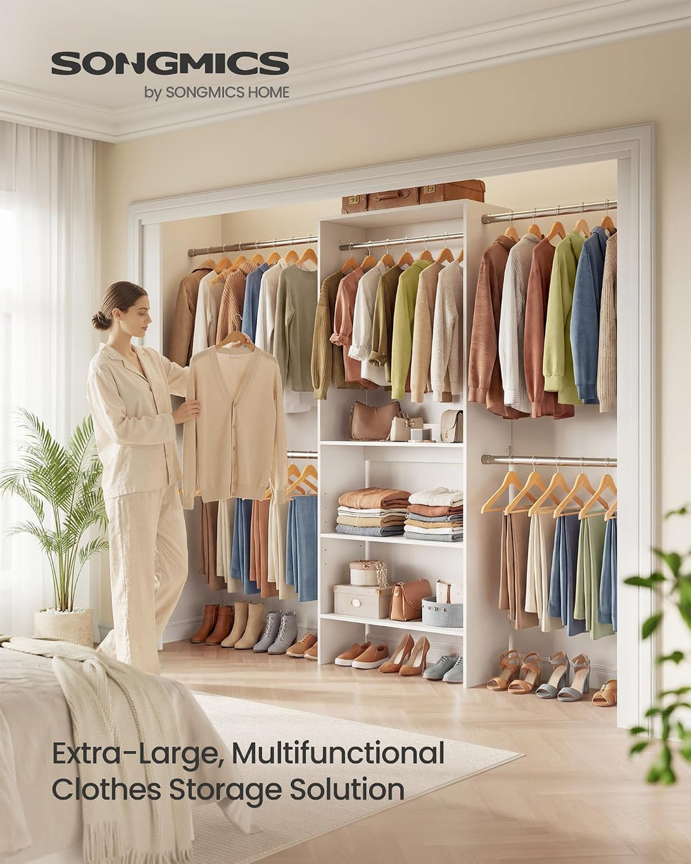 SONGMICS Closet System, Customizable Walk-In Closet Organizer System
