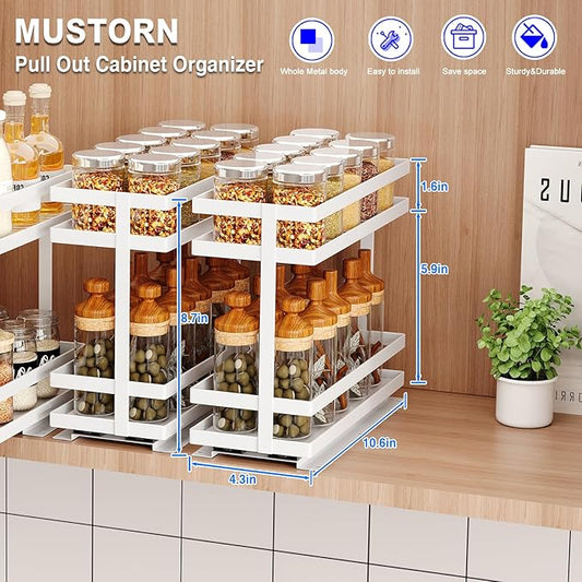 2 Pack Pull Out Spice Rack Organizer - Image 2