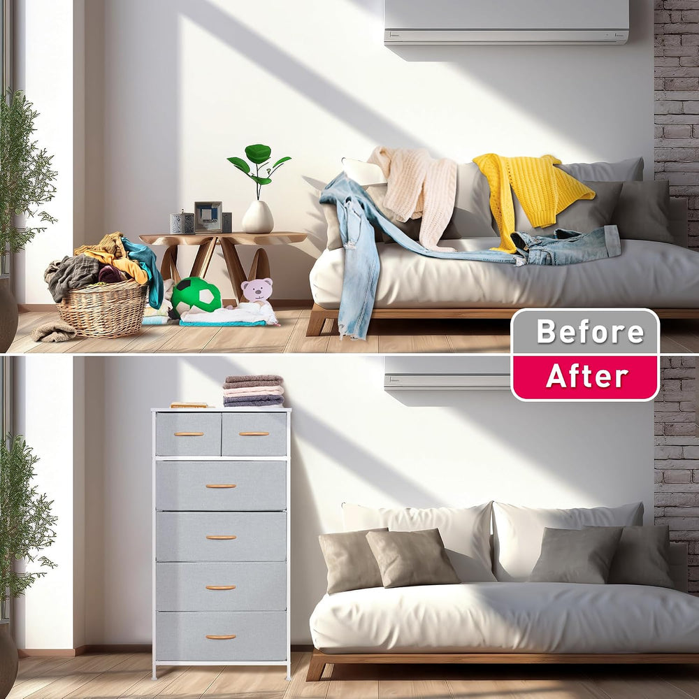 Mifuro Tall Dresser for Bedroom, Vertical Storage Organizer Tower with 6 Draw...