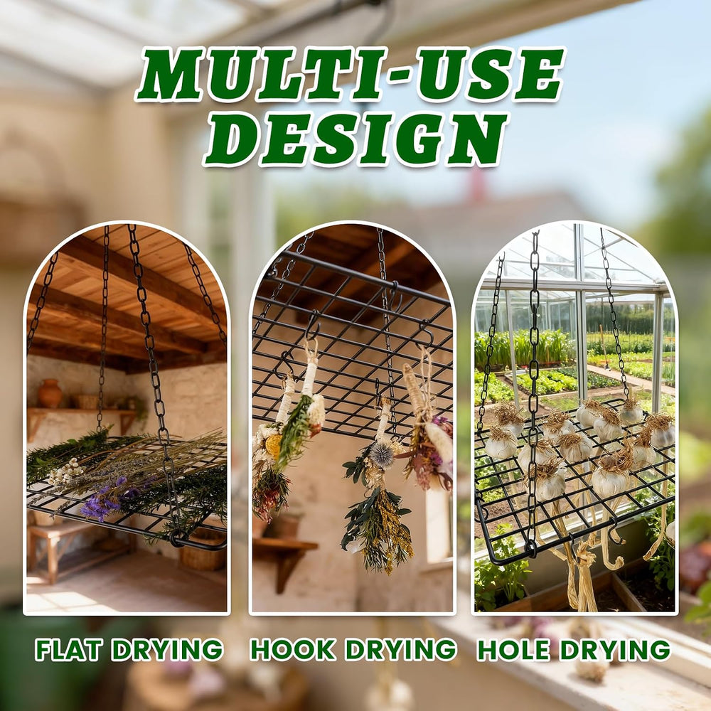 2 Pack Hanging Herb Drying Rack, 13.2x13.2 Inches 81-Hole Indoor Outdoor