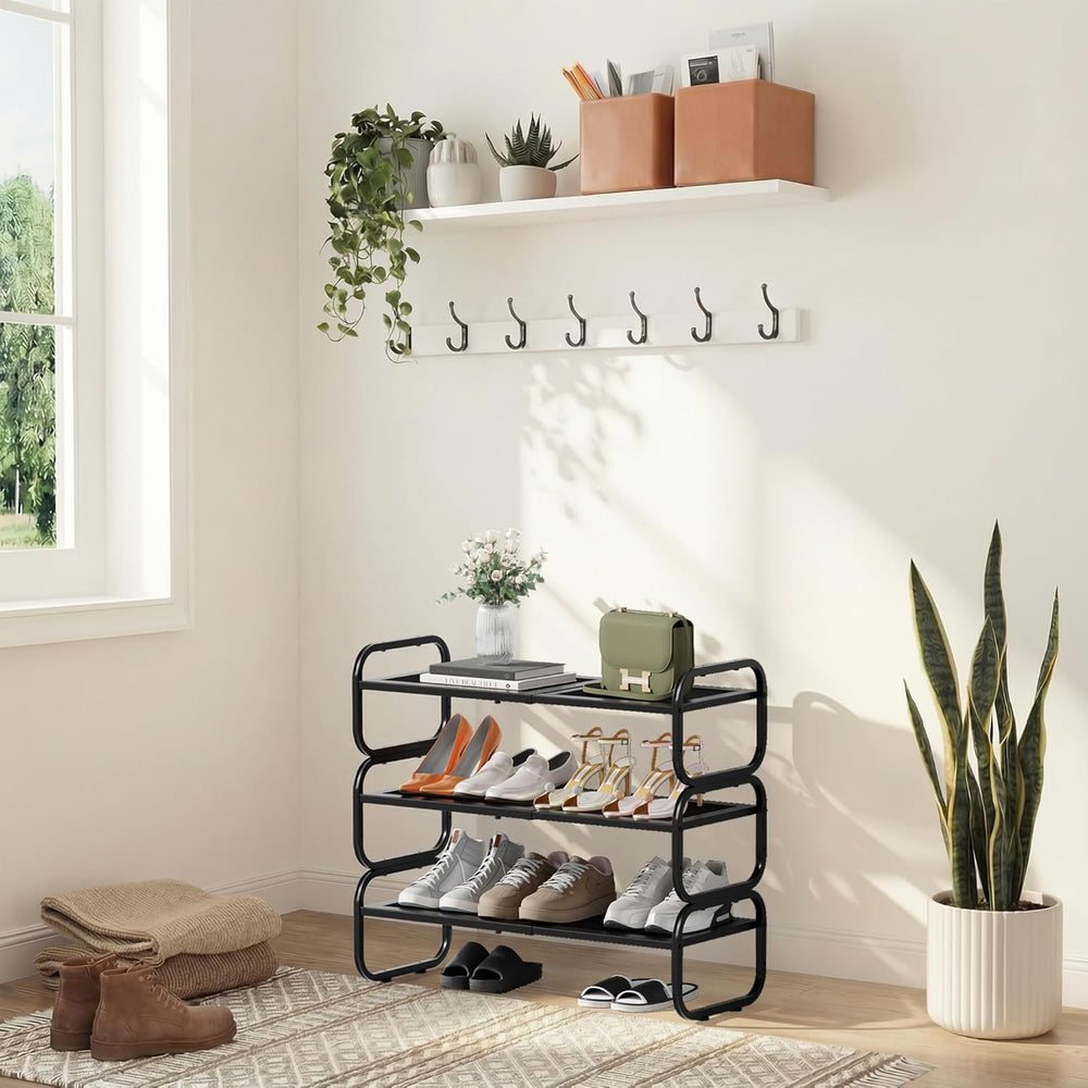 3 Tier Shoe Rack - Expandable Shoe Organizer for Closet