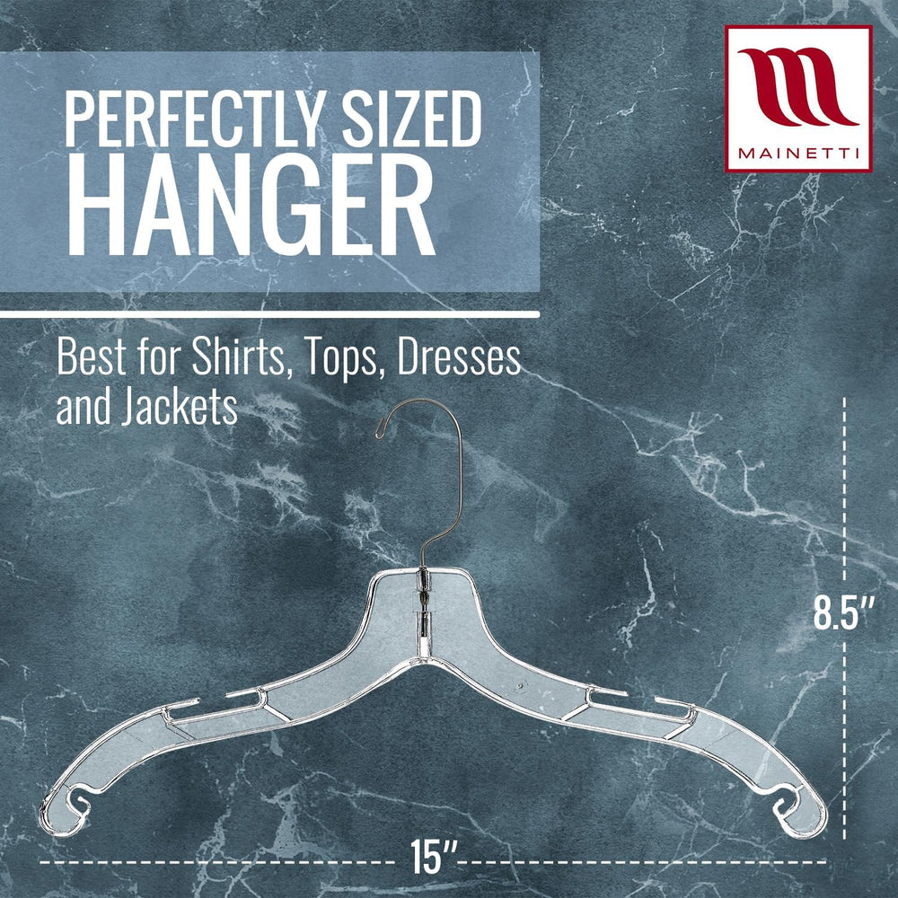 Mainetti 17in Clear Plastic Shirt Hangers with Swivel Hook (100 Pack)