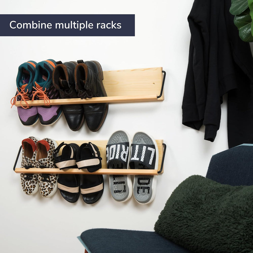 Wall Mounted Shoe Rack - A Wooden, Modern, Slim, and Small Shoe Storage Solut...