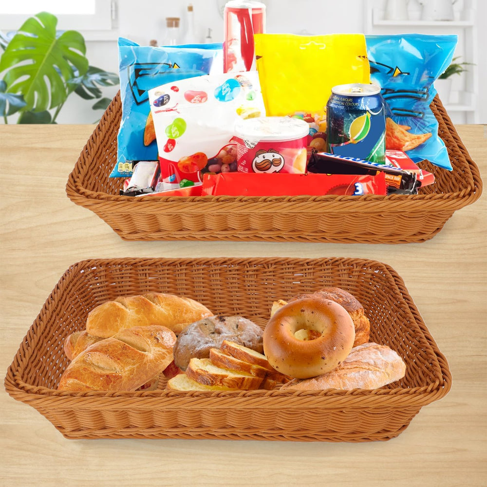 Poly Wicker Baskets 5 Pack 16 inch Brown Large Wicker Baskets Storage – Rusti...