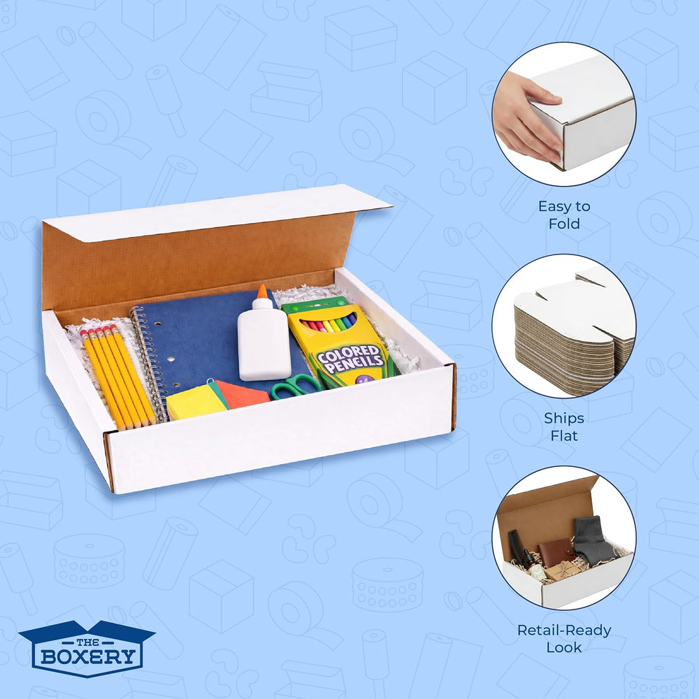 The Boxery Corrugated Mailers White Tuck Shipping Boxes (11 1/8 x 8 3/4 x 3)