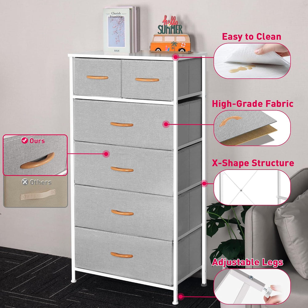Mifuro Tall Dresser for Bedroom, Vertical Storage Organizer Tower with 6 Draw...