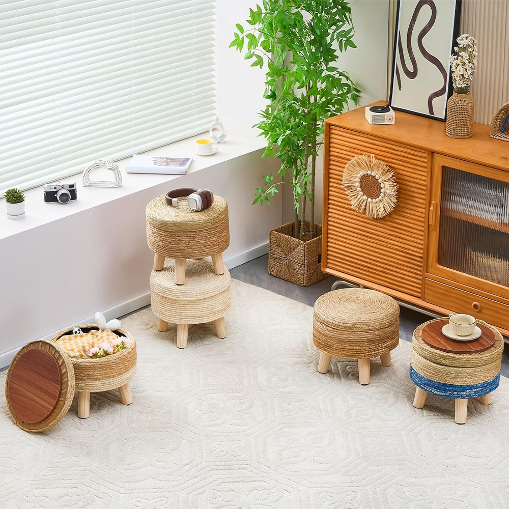 Cpintltr Storage Ottoman Poufs Handwoven Foot Stool