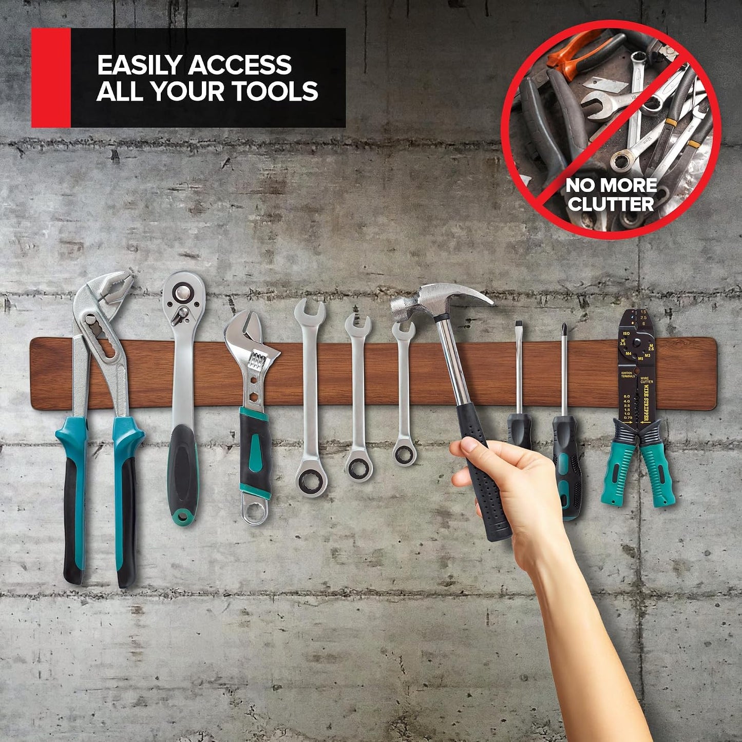 24 Inch Acacia Wood Magnetic Knife Holder with Multipurpose Use, Magnetic Knife Holders for Kitchen, Wooden Knife Rack, Magnet Strips for Knives & Metal Utensils, Tool Holder, Art Supply Organizer