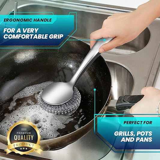 Steel Wool Scrubber Dish Brush Set - Image 2