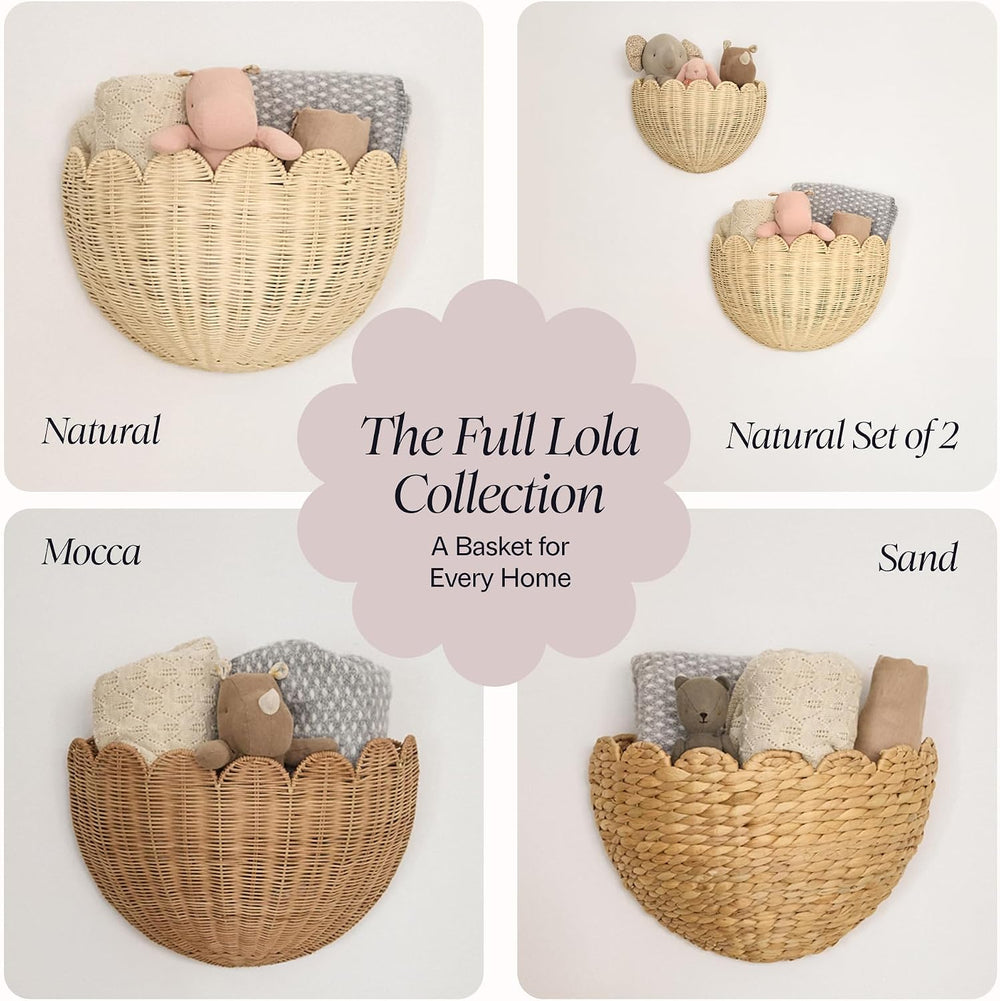 BEBE BASK The Original Scalloped Wicker Wall Basket – Set of 2 (16x10x7 In)
