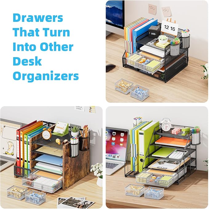 Marbrasse 3 Packs Desk Drawer Organizers, Metal Mesh Dividers - Image 6