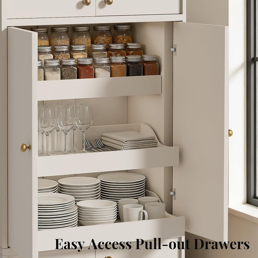 71" Tall Kitchen Pantry Cabinet with Adjustable Shelves,White
