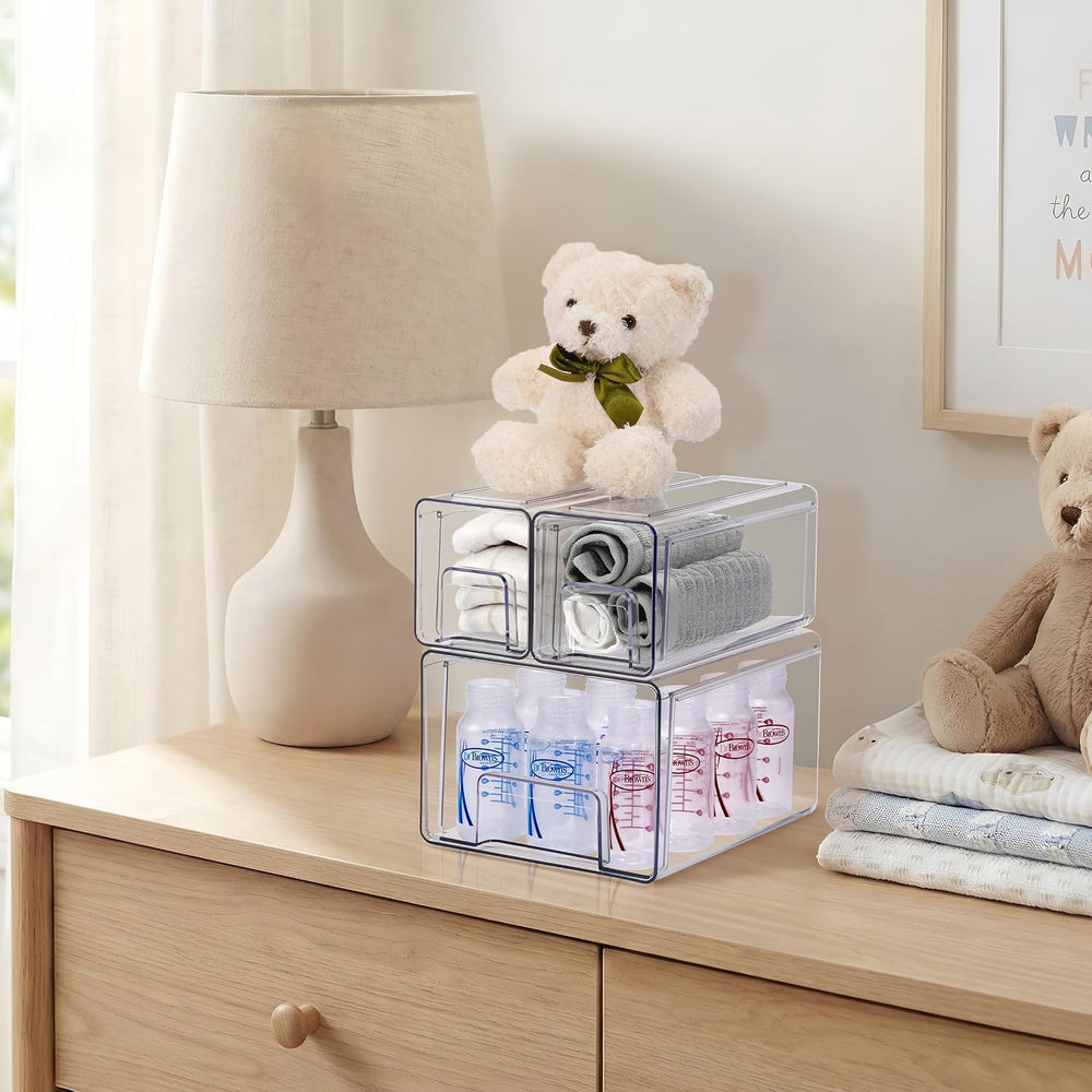 Sorbus Clear Stackable Storage Drawers (1 Large + 2 Small)