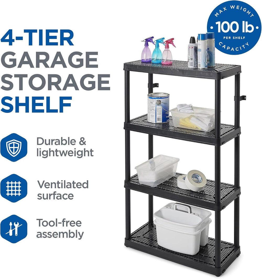 Gracious Living 4 Shelf Fixed Height Medium Duty Storage Unit 14 x 32 x 54.5 ...