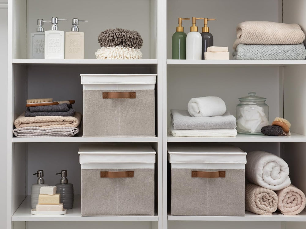 StorageWorks Fabric Storage Bins with Lids, Closet Storage Bins