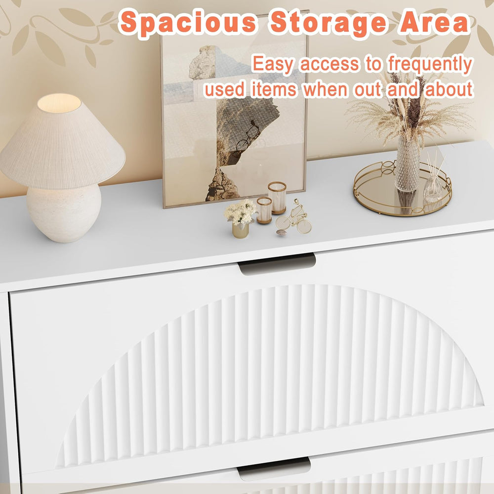 Shoe Storage Cabinet with 2 Flip Drawers, Narrow Wood Shoe Organizer Cabinet ...