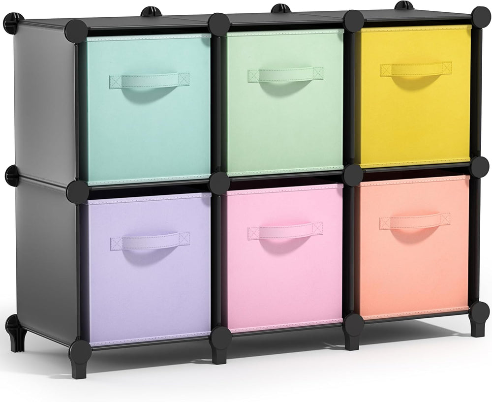 Sorbus 6 Cube Storage Organizer with 6 Fabric Bins (Black)