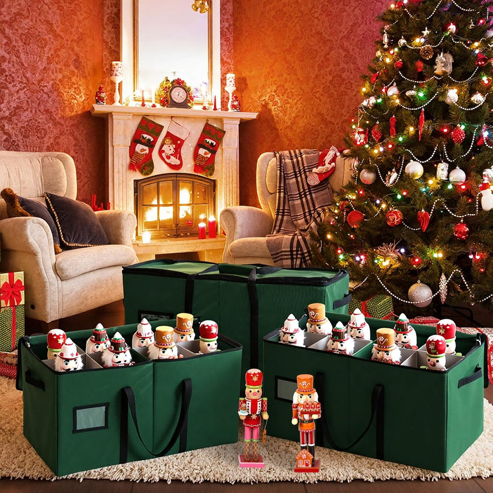 Soaoo 3 Pcs Christmas Nutcracker Storage Boxes,Green