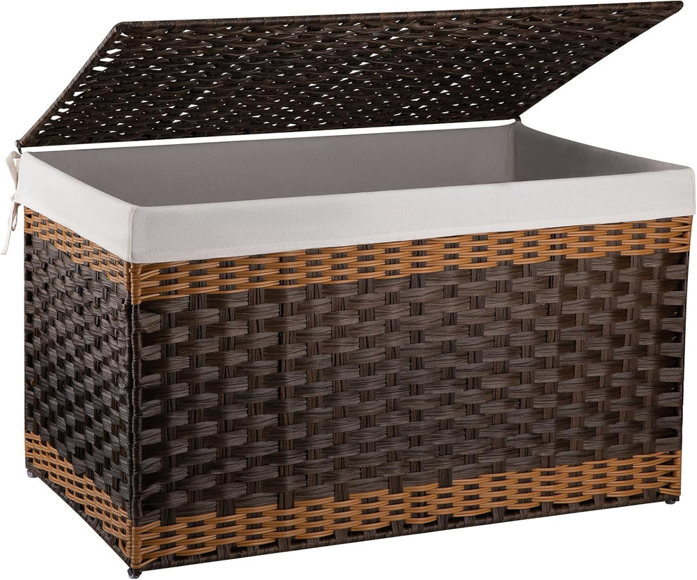 OIAHOMY Storage Basket with Lid, 42.3 Gallon (160L) Blanket Basket with Remov...