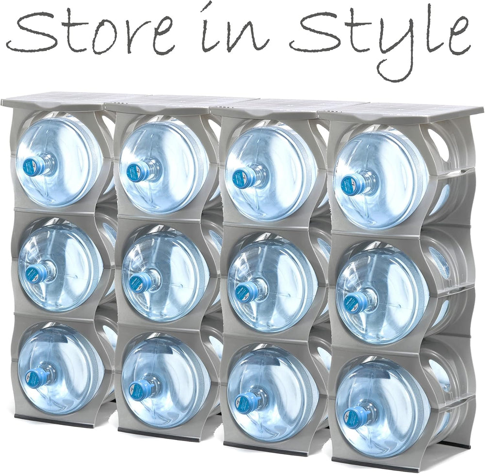Bariboo Stackable Water Bottle Storage Rack Best Water Jugs 5 Gallon Organize...