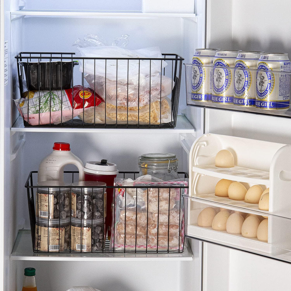 16inch Freezer Wire Storage Organizer Baskets, Household Refrigerator Bin wit...