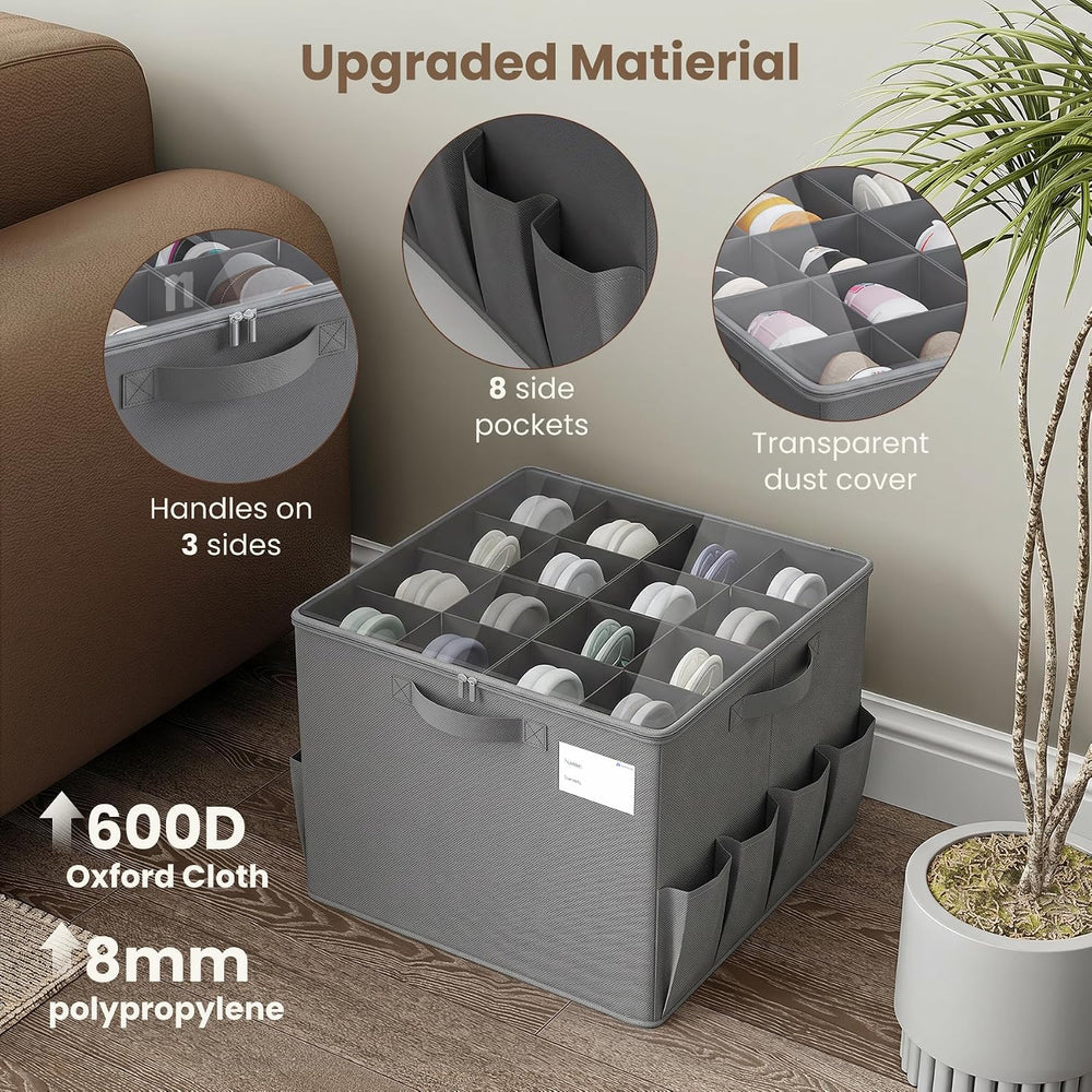 Varhomax Shoe Organizer Box for Closet, Fabric Storage Basket 2 Pack
