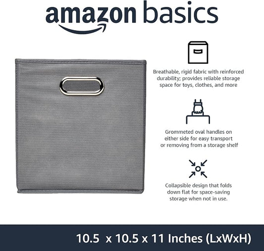 Amazon Basics Collapsible Cube Storage Organizer Bins, 10.5 x 10.5 x 11 inches - Image 2