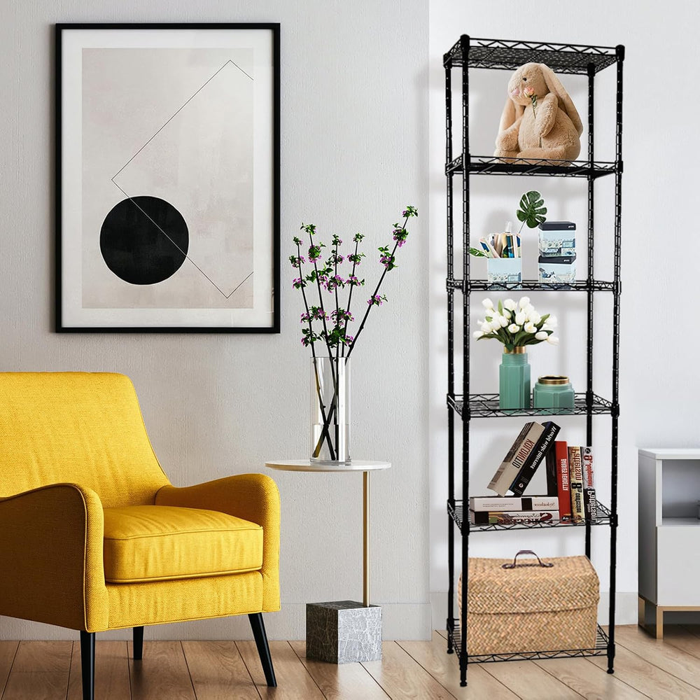 SUNLPH 6-Tier Wire Shelving Adjustable Shelves Unit Metal Storage Rack for La...