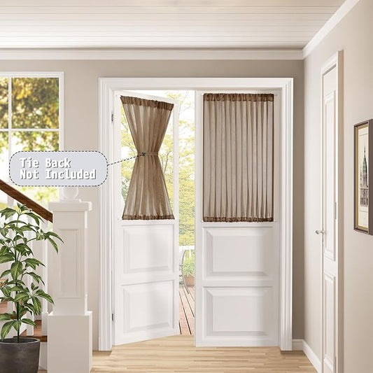 Tollpiz Short Sheer Door Curtains Closet Linen Textured Curtains Sheer Doorway - Image 2