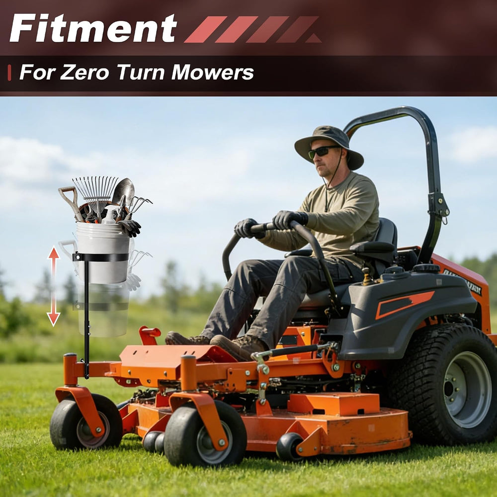 Adjustable 5 Gallon Trash Bucket Holder for Zero Turn Mowers, 11.2" Diam...
