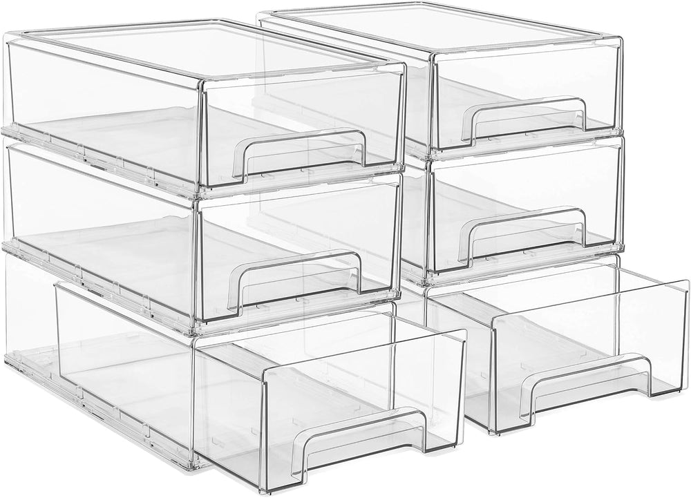 Sorbus Clear Stackable Storage Drawers for Refrigerator (Medium, 6 Pack)