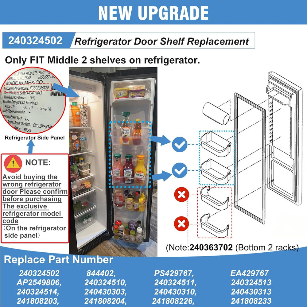 【NEW UPGRADED】 2 Pack 240324502 Refrigerator Door Shelf Bins (Right) for Frig...