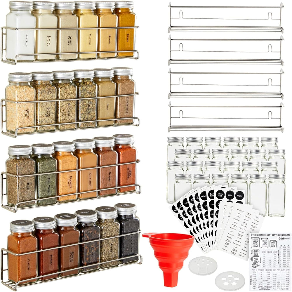 Talented Kitchen Spice Rack Organizer - 4 Stainless Steel Wall-Mounted Racks ...