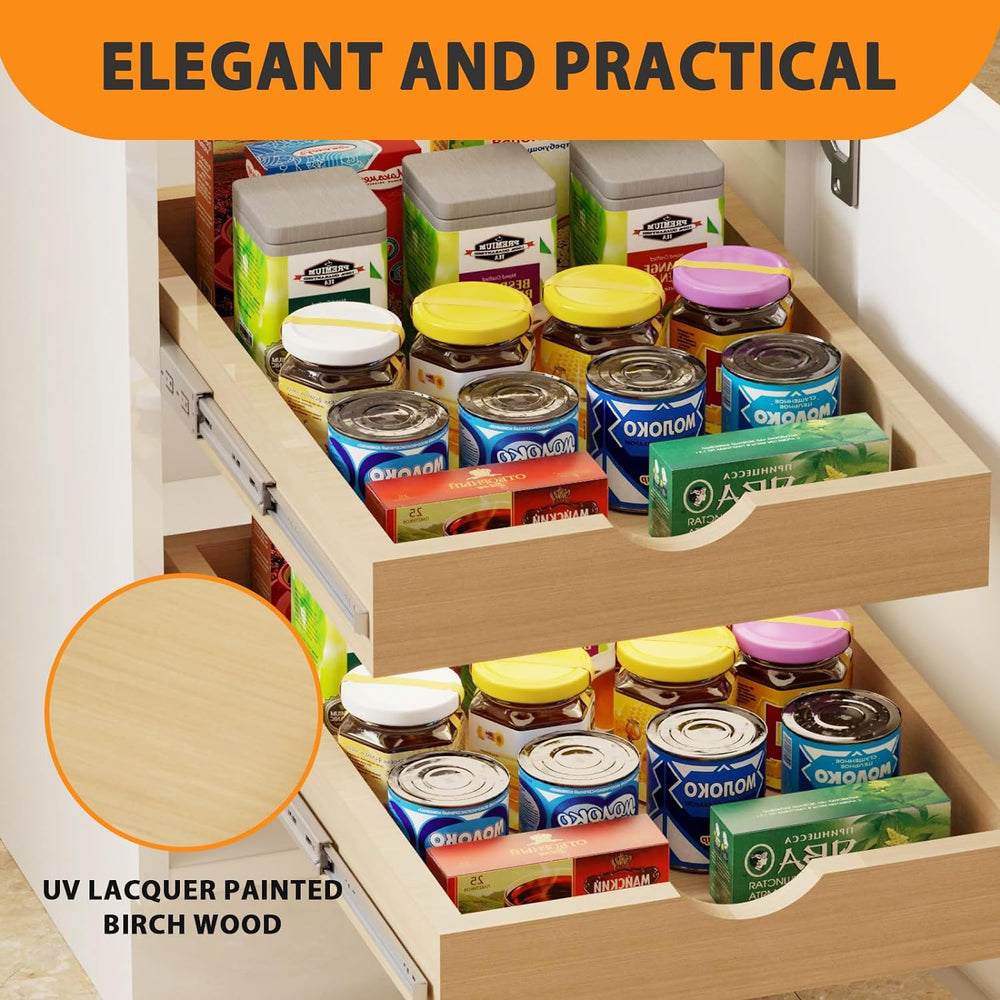 Pull Out Drawers for Cabinet Wood 30" W x 22" D Slide Out Organizer