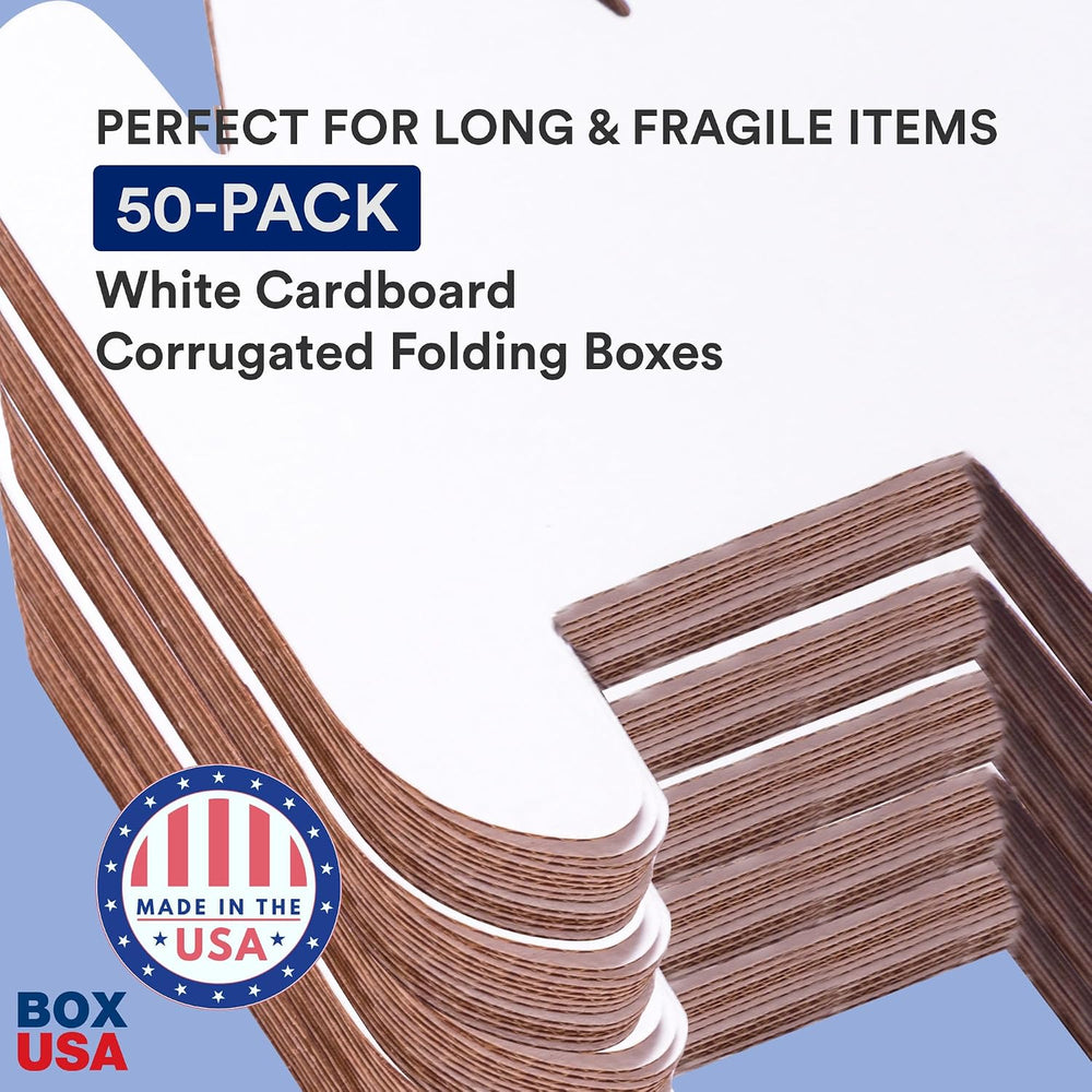 Box USA Small Box Mailers 12x2x2" White (Pack of 50) Corrugated Cardboar...