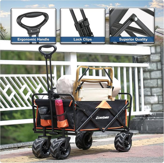 EchoSmile Heavy Duty 350 Lbs Capacity Collapsible Wagon, Outdoor Folding - Image 2