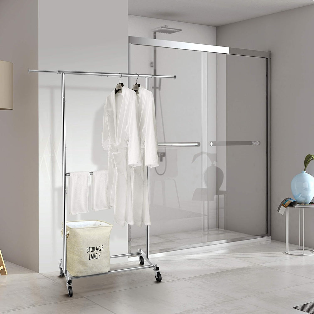Simple Trending Clothing Garment Rack, Extensible Clothes Rack, Chrome
