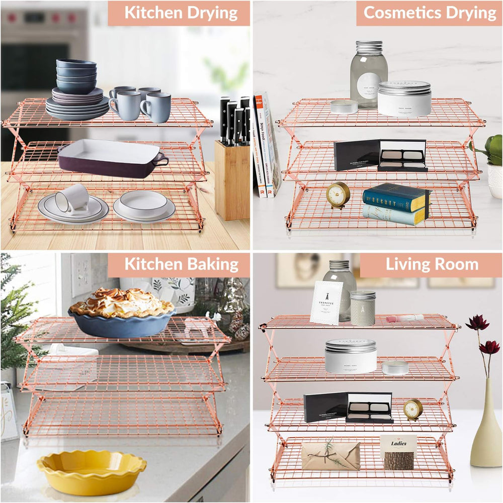 Geesta 2/3/4-Tier Collapsible Cooling Rack with Adjustable 3 Setting Design S...