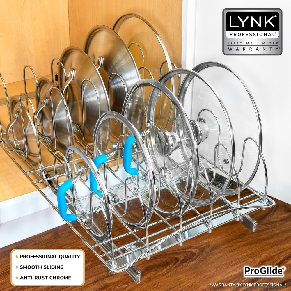 LYNK PROFESSIONAL® Pull Out Pot and Pan Lid Organizer Inside Cabinet - Lifeti...