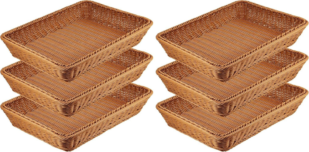MANCHAP 3 PCS 16 Inch Poly Wicker Bread Baskets, Handmade Rattan Woven Pantry...