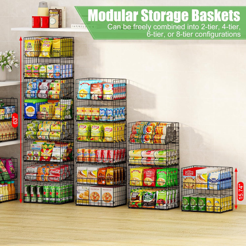 JKsmart 8-Tier XXL Stackable Wire Basket, Pantry Organizers and Storage