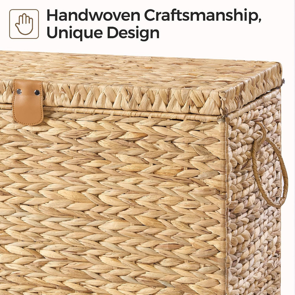 130L Wicker Laundry Hamper, 3-Section Laundry Basket with Lid
