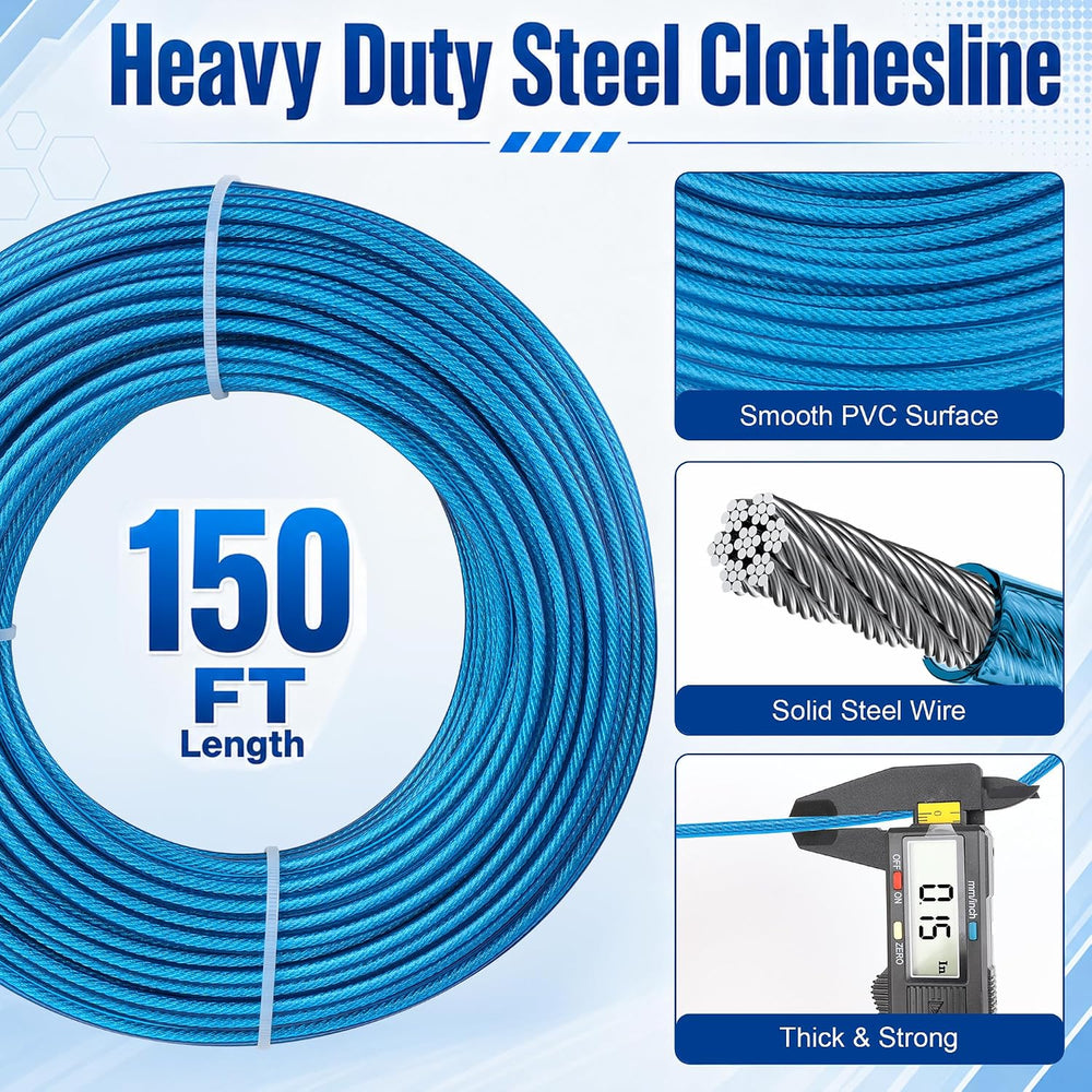 Outdoor Clothesline Kit, Metal Clothes line Pulley Kit for Outside